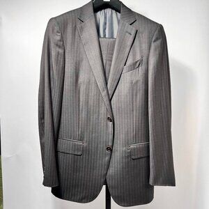 ERMENEGILDO ZEGNA Pin Stripe Two-Piece Wool Suit Trofeo 600 Gray 48R Italy
